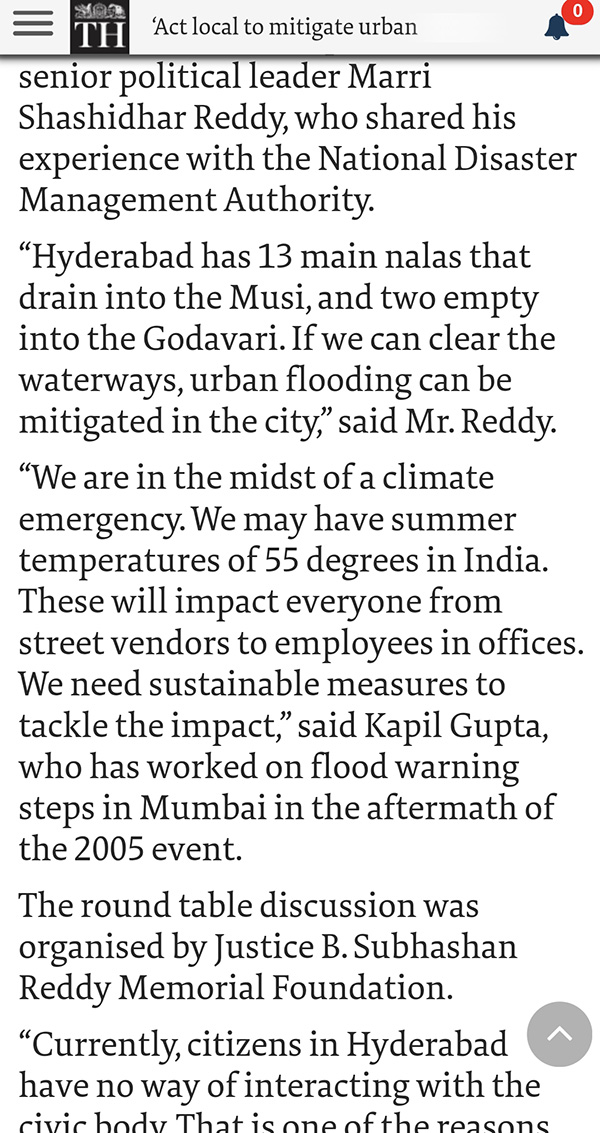 Mitigation of Urban flooding and the Way Forward| The Hindu Article